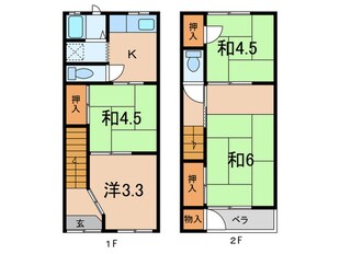 畑原通３丁目連棟戸建の物件間取画像